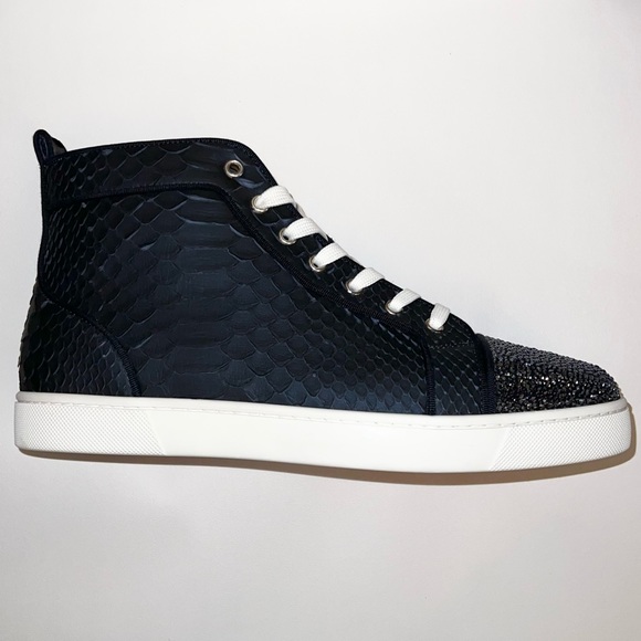 Christian Louboutin Louis P Strass Flat VV Python in Navy/Marine - Picture 4 of 10